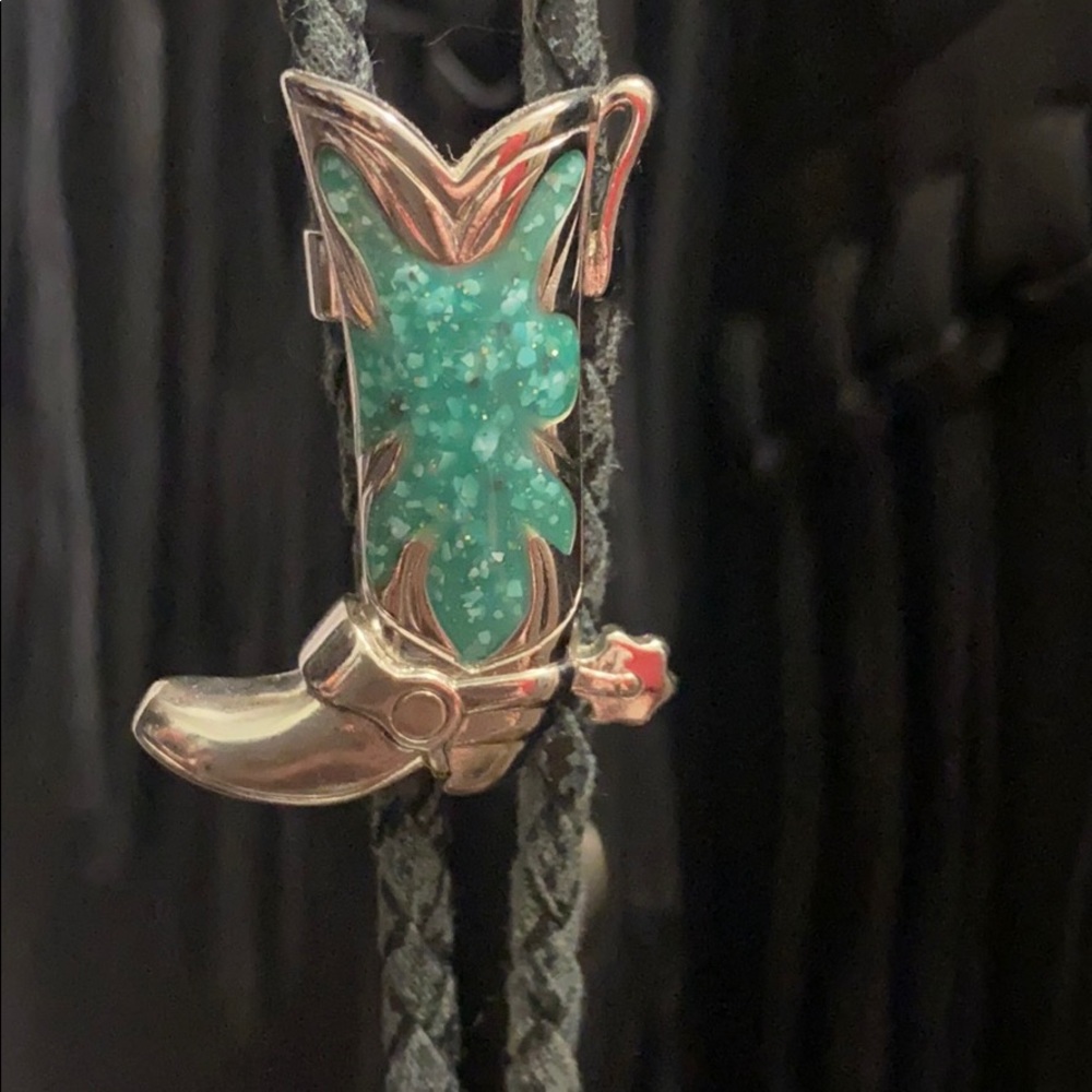 NOW ABLE TO SHIP SAME DAY AS PURCHASE western - turquoise cowboy boot bolo tie